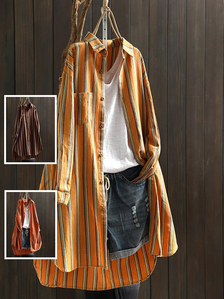 Artistic Long Sleeve Collar Cotton Linen Shirt plus Size Women's Fashion Casual Striped Open Cardigan Regular Sleeve Length
Artistic Long Sleeve Collar Cotton Linen Shirt plus Size Women's Fashion Casual Striped Open Cardigan Regular Sleeve Length