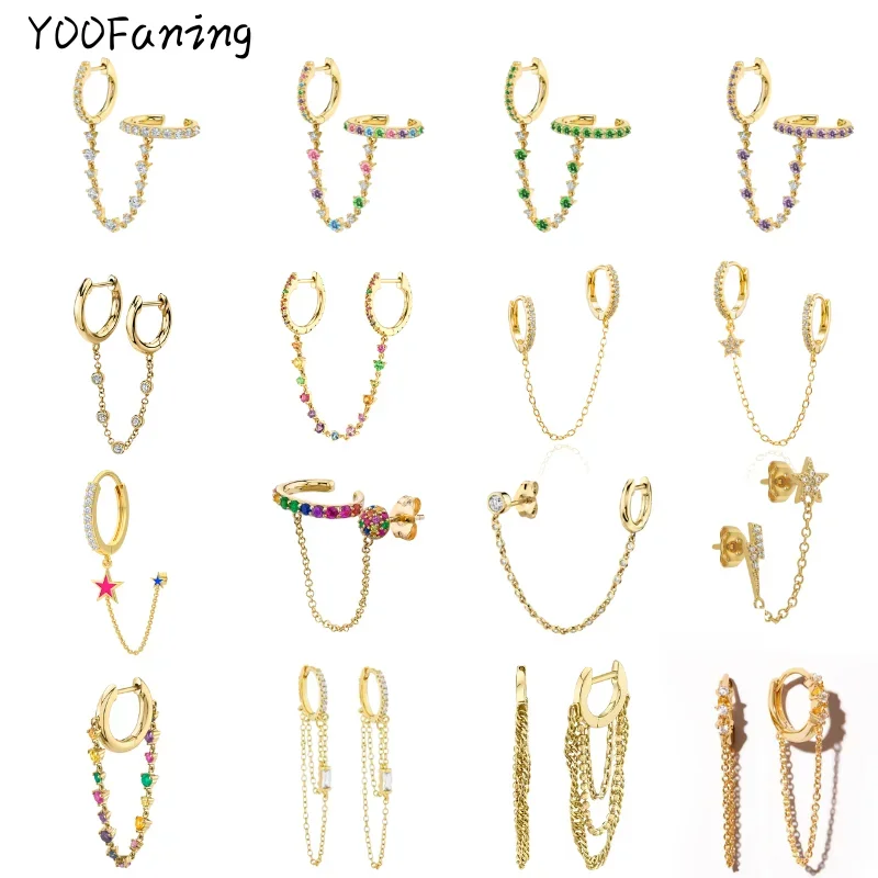YUXINTOME 1PC 925 Sterling Silver Ear Needle Colorful Zircon Chain Tassel Hoop Earrings for Women Two Holes Earring Jewelry A45
YUXINTOME 1PC 925 Sterling Silver Ear Needle Colorful Zircon Chain Tassel Hoop Earrings for Women Two Holes Earring Jewelry A45