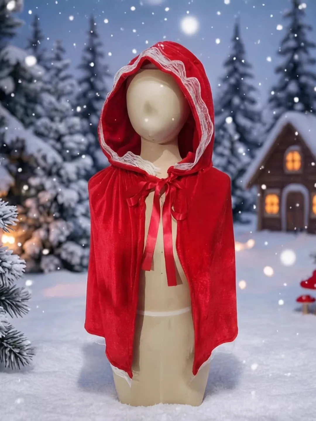 Halloween Little Red Riding Hood Shawl Unisex Children's Christmas Red Lace Trimmed Hood Short Cloak Polyester Ethnic Costume
Halloween Little Red Riding Hood Shawl Unisex Children's Christmas Red Lace Trimmed Hood Short Cloak Polyester Ethnic Costume