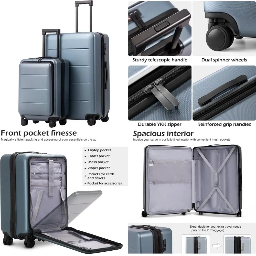 carry-on abs+pc spinner trolley luggage set with pocket compartment, weekend bag, night navy, 2-piece
carry-on abs+pc spinner trolley luggage set with pocket compartment, weekend bag, night navy, 2-piece