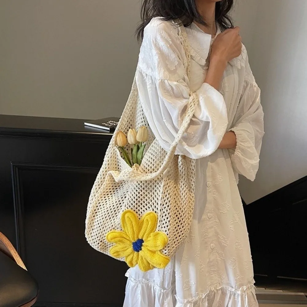 Durable Mesh Flower Woven Handbag Solid Color Large Capacity Crochet Tote Bag Spacious Bohemian Shopping Bag Girl
Durable Mesh Flower Woven Handbag Solid Color Large Capacity Crochet Tote Bag Spacious Bohemian Shopping Bag Girl