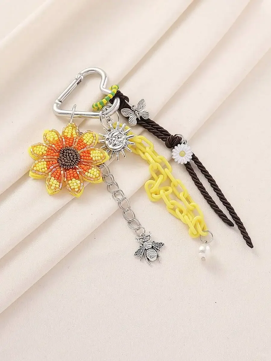 Bohemian Handmade Sunflower Daisy Bee Heart Charm Keychain With Tassel For Women
Bohemian Handmade Sunflower Daisy Bee Heart Charm Keychain With Tassel For Women