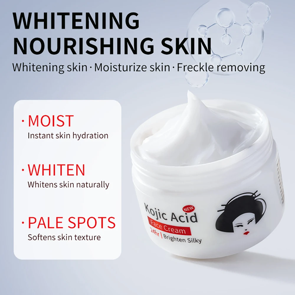 Kojic Acid Face Cream Whitening Skin Moisturizing Anti-Ageing Wrinkle Moisturizing Cream Fade Melanin Skincare Brighten Cream
Kojic Acid Face Cream Whitening Skin Moisturizing Anti-Ageing Wrinkle Moisturizing Cream Fade Melanin Skincare Brighten Cream