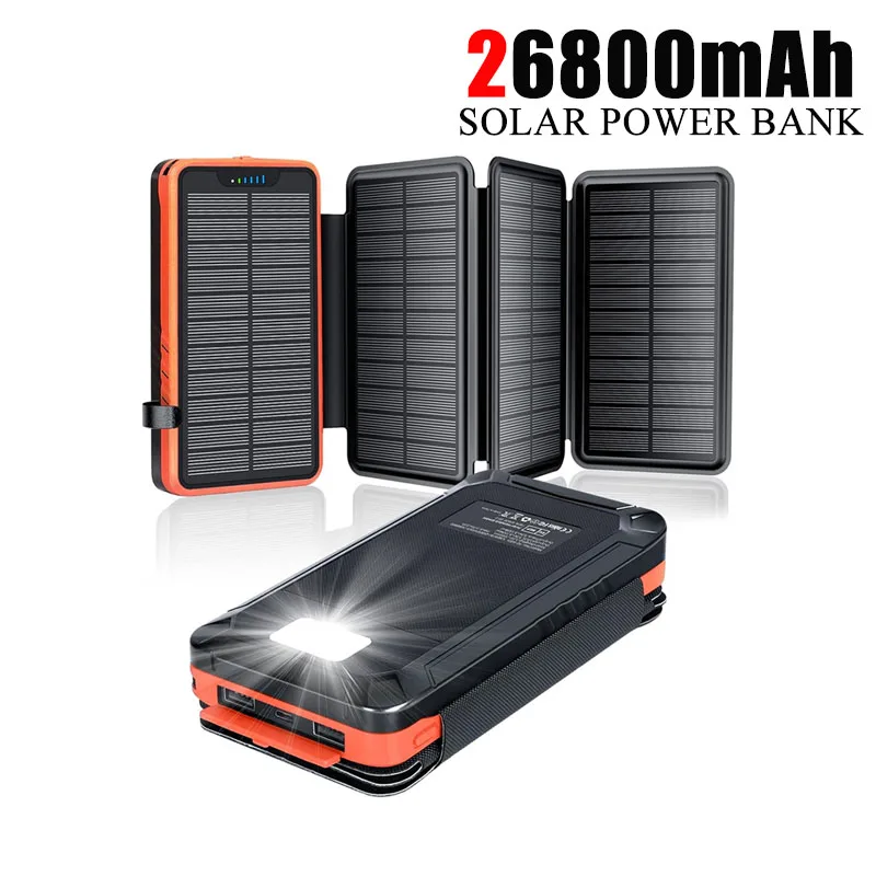 Солнечная батарея 26800 мАч с двумя выходами USB и 4 солнечными панелями Powerbank для iPhone 16 15 Xiaomi Samsung Poverbank со светодиодной подсветкой
Солнечная батарея 26800 мАч с двумя выходами USB и 4 солнечными панелями Powerbank для iPhone 16 15 Xiaomi Samsung Poverbank со светодиодной подсветкой