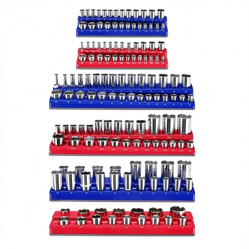 Magnetic Socket Organizer Set, 6PCS Socket Holder, 1/4'', 3/8'' & 1/2'' Metric SAE Socket Trays with Clear Labels, Hold up to 143PCS Standard & Deep Sockets, Blue & Red (Sockets Not Included)
Magnetic Socket Organizer Set, 6PCS Socket Holder, 1/4'', 3/8'' & 1/2'' Metric SAE Socket Trays with Clear Labels, Hold up to 143PCS Standard & Deep Sockets, Blue & Red (Sockets Not Included)