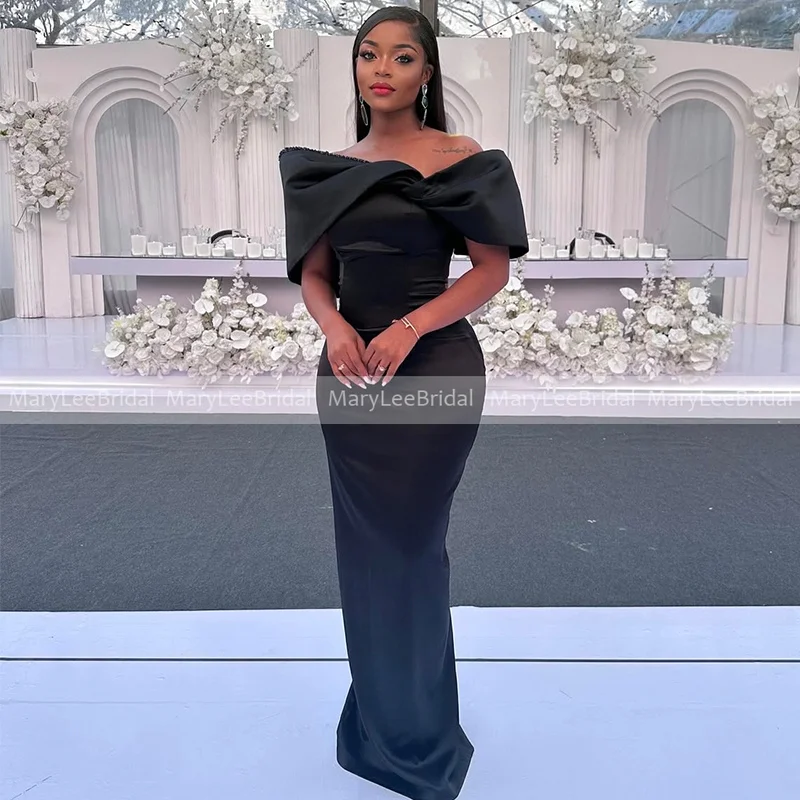 Black Mermaid Satin Evening Dress for Women Full Length Off the Shoulder Formal Night Party Dress robes de soirée Customized
Black Mermaid Satin Evening Dress for Women Full Length Off the Shoulder Formal Night Party Dress robes de soirée Customized