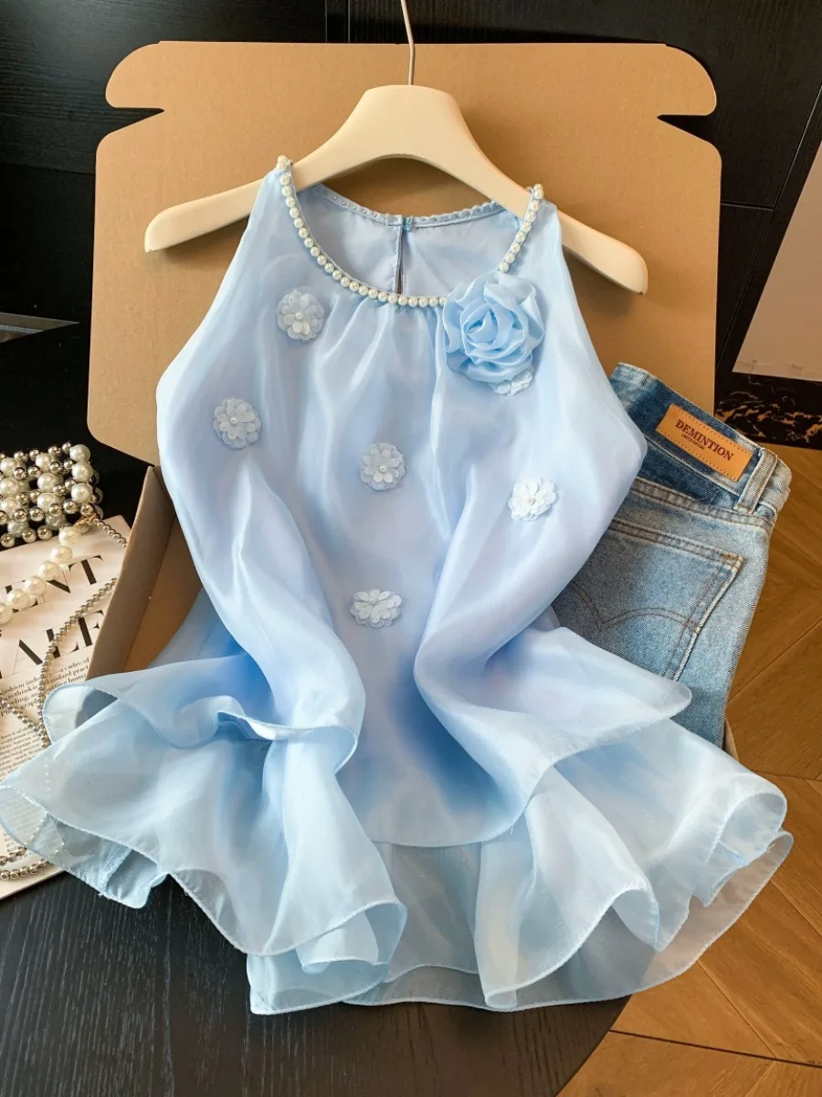 Stunning Summer Lightweight Silk Chiffon Necklace Top Women's Beautiful Sea Salt Blue Shirt French Style Loose Fit Lace Shirt
Stunning Summer Lightweight Silk Chiffon Necklace Top Women's Beautiful Sea Salt Blue Shirt French Style Loose Fit Lace Shirt