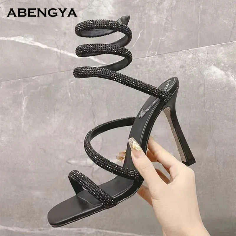 Summer Sexy Leather Gladiator Sandals Women Crystal Ankle Snake Strap High Heel Dress Shoes Designer Fashion Party Wedding Shoes
Summer Sexy Leather Gladiator Sandals Women Crystal Ankle Snake Strap High Heel Dress Shoes Designer Fashion Party Wedding Shoes