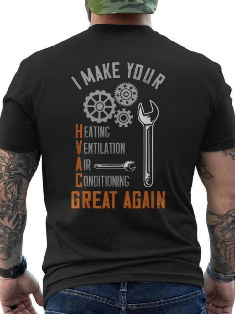 Vintage Geometric-"I Make Your Air Conditioning Great Again"Graphic design-100% cotton short sleeve printed men's T-shirt.
Vintage Geometric-"I Make Your Air Conditioning Great Again"Graphic design-100% cotton short sleeve printed men's T-shirt.