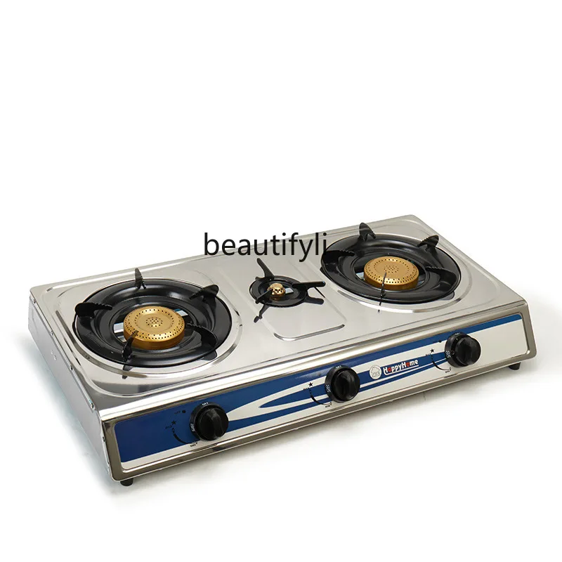 Stainless steel gas stove three-head commercial gas stove desktop liquefied gas stove
Stainless steel gas stove three-head commercial gas stove desktop liquefied gas stove