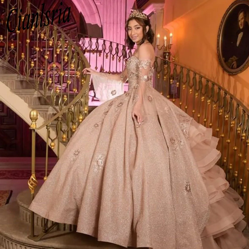 Блестящее бальное платье принцессы с 3D цветами, платья Quinceanera, расшитые блестками, вечерние платья для выпускного вечера на день рождения, сладкий 15 16
Блестящее бальное платье принцессы с 3D цветами, платья Quinceanera, расшитые блестками, вечерние платья для выпускного вечера на день рождения, сладкий 15 16