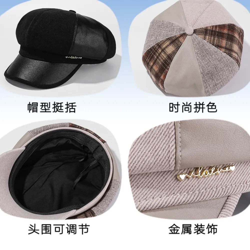 Fashion Headwear Hugger Toque Hat Skull Slouchy Cap Beret Big Head Spring Autumn Style Blocked PU Retro sboy Stylish 5M993 
Fashion Headwear Hugger Toque Hat Skull Slouchy Cap Beret Big Head Spring Autumn Style Blocked PU Retro sboy Stylish 5M993