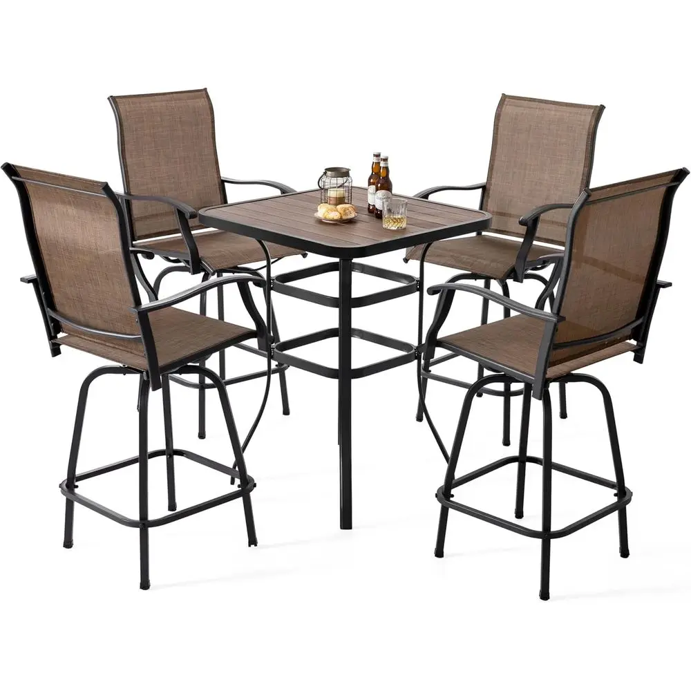 4-местный поворотный барный стул из текстилена с высокой спинкой, металлическим каркасом и столешницей из искусственного дерева, устойчивая к атмосферным воздействиям уличная мебель для патио, B
4-местный поворотный барный стул из текстилена с высокой спинкой, металлическим каркасом и столешницей из искусственного дерева, устойчивая к атмосферным воздействиям уличная мебель для патио, B