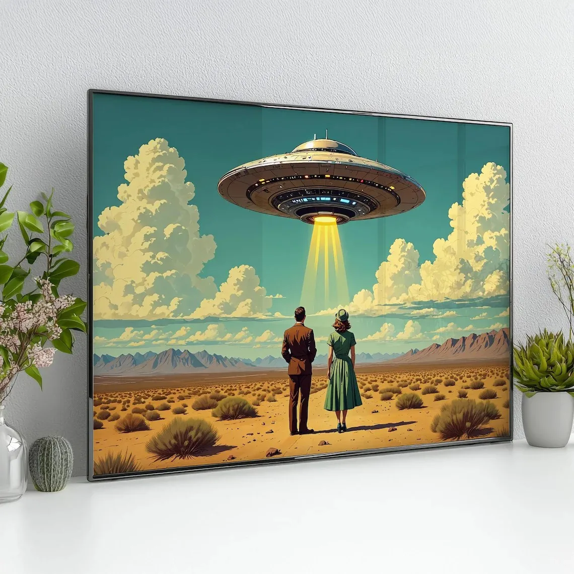 Desert Visit Retro UFO Wall Art Vintage Inspired UFO Sighting Poster Mid Century Modern Home Decor Print Retro Sci Fi Art
Desert Visit Retro UFO Wall Art Vintage Inspired UFO Sighting Poster Mid Century Modern Home Decor Print Retro Sci Fi Art