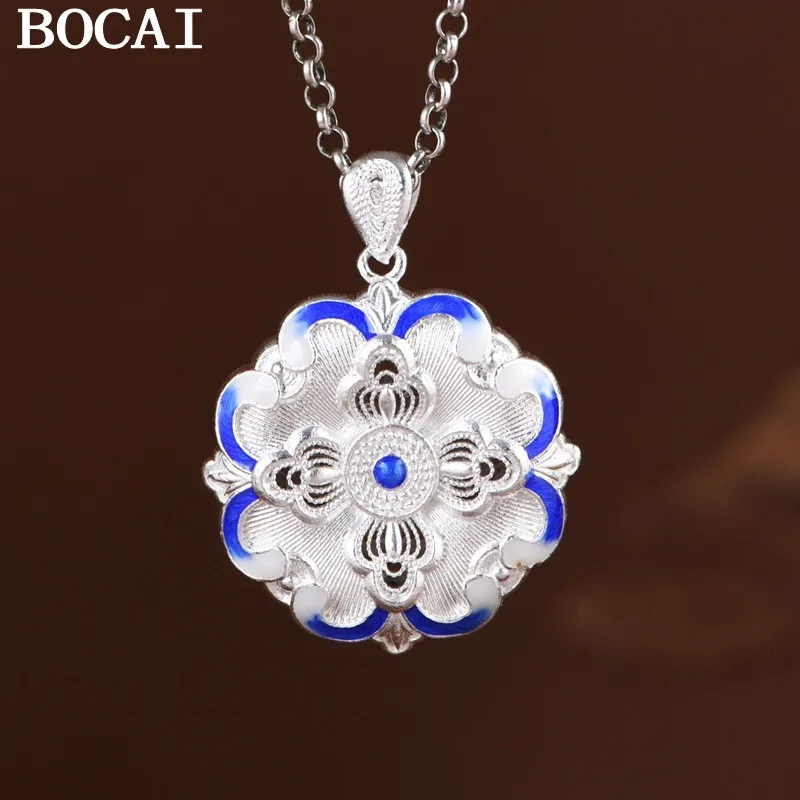 BOCAI НОВЫЙ элегантный и художественный женский кулон из стерлингового серебра S999 с капающим маслом и изысканными цветами
BOCAI НОВЫЙ элегантный и художественный женский кулон из стерлингового серебра S999 с капающим маслом и изысканными цветами