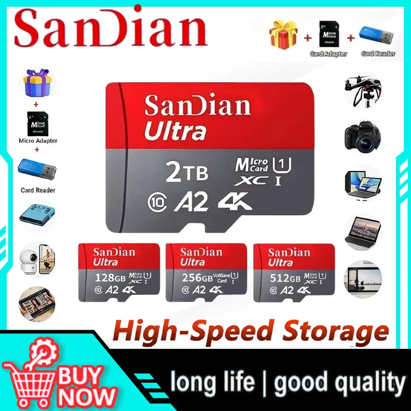 New Original High Speed Memory Card 128GB 256GB Class 10 Micro TF SD Card 1TB SD Memory Card For Camera Phones tablets
New Original High Speed Memory Card 128GB 256GB Class 10 Micro TF SD Card 1TB SD Memory Card For Camera Phones tablets