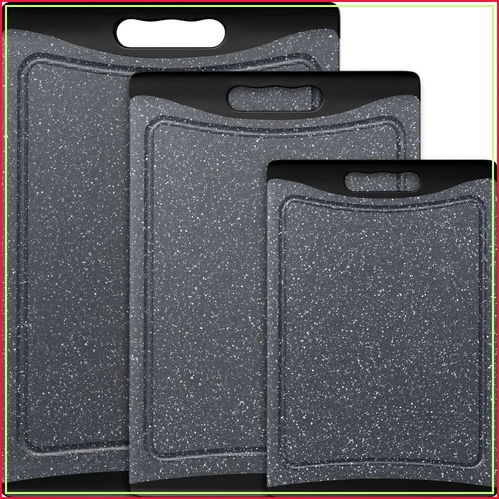 Extra Large Cutting Boards Set of 3, Plastic Kitchen Chopping Boards with Juice Grooves and Easy-Grip Handles, Dishwasher Safe, Dark Grey
Extra Large Cutting Boards Set of 3, Plastic Kitchen Chopping Boards with Juice Grooves and Easy-Grip Handles, Dishwasher Safe, Dark Grey