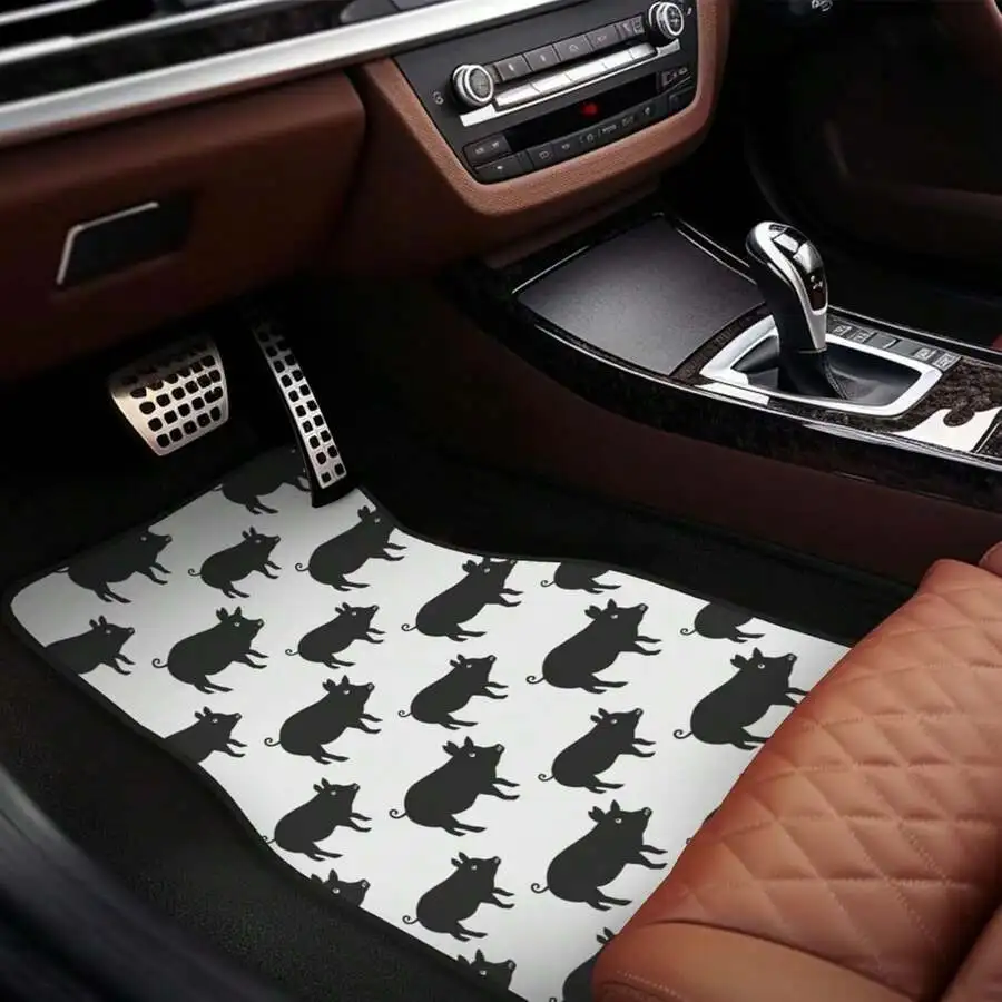 Set Of 4 Car Floor Mats With Black Pig Silhouette Pattern Universal Fit For Sedan SUV Truck
Set Of 4 Car Floor Mats With Black Pig Silhouette Pattern Universal Fit For Sedan SUV Truck
