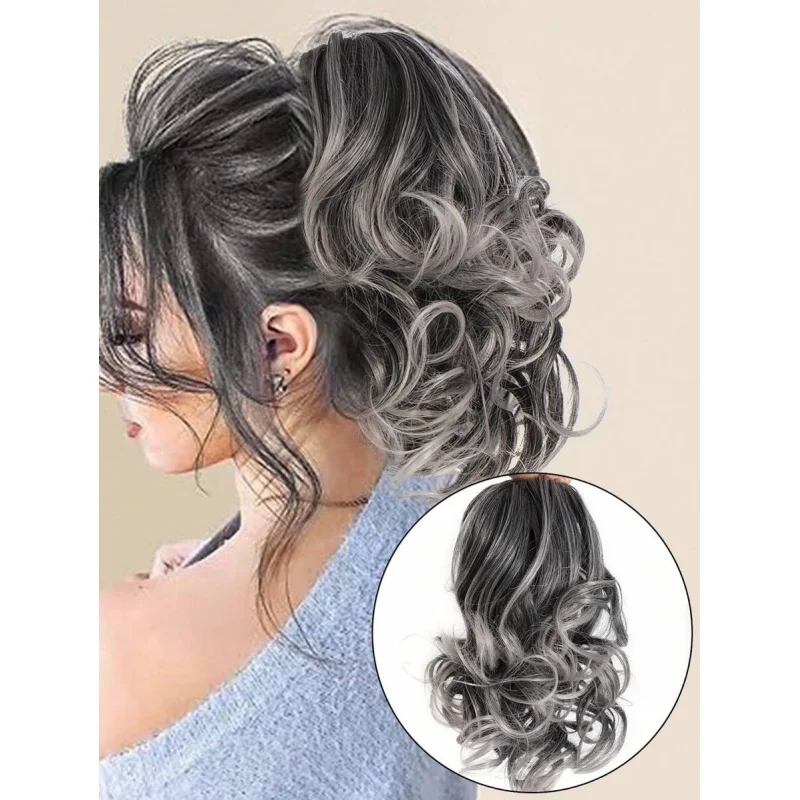 Synthetic Short Wavy Ponytail Extension with Claw Clip, Heat Friendly Curly Hairpiece for Daily Wear, Elegant Black & Grey Ombre
Synthetic Short Wavy Ponytail Extension with Claw Clip, Heat Friendly Curly Hairpiece for Daily Wear, Elegant Black & Grey Ombre