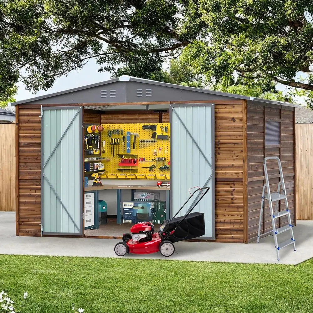 10x8 Waterproof Outdoor Storage Shed with Lockable Door, Window, and Vents for Garden and Patio
10x8 Waterproof Outdoor Storage Shed with Lockable Door, Window, and Vents for Garden and Patio