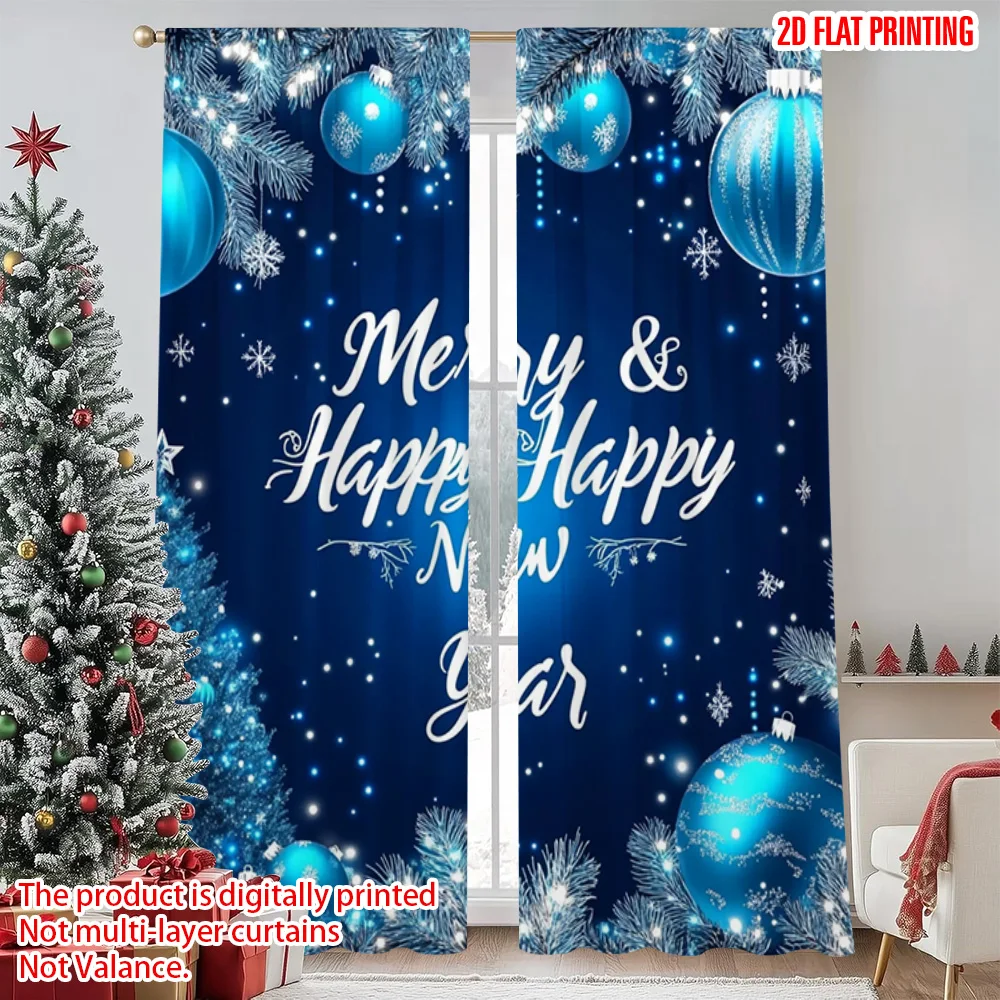 2pcs 2D flat printing Merry Christmas Party Curtains Christmas balls_ snowflakes and New Year greetings Polyester Without 
2pcs 2D flat printing Merry Christmas Party Curtains Christmas balls_ snowflakes and New Year greetings Polyester Without