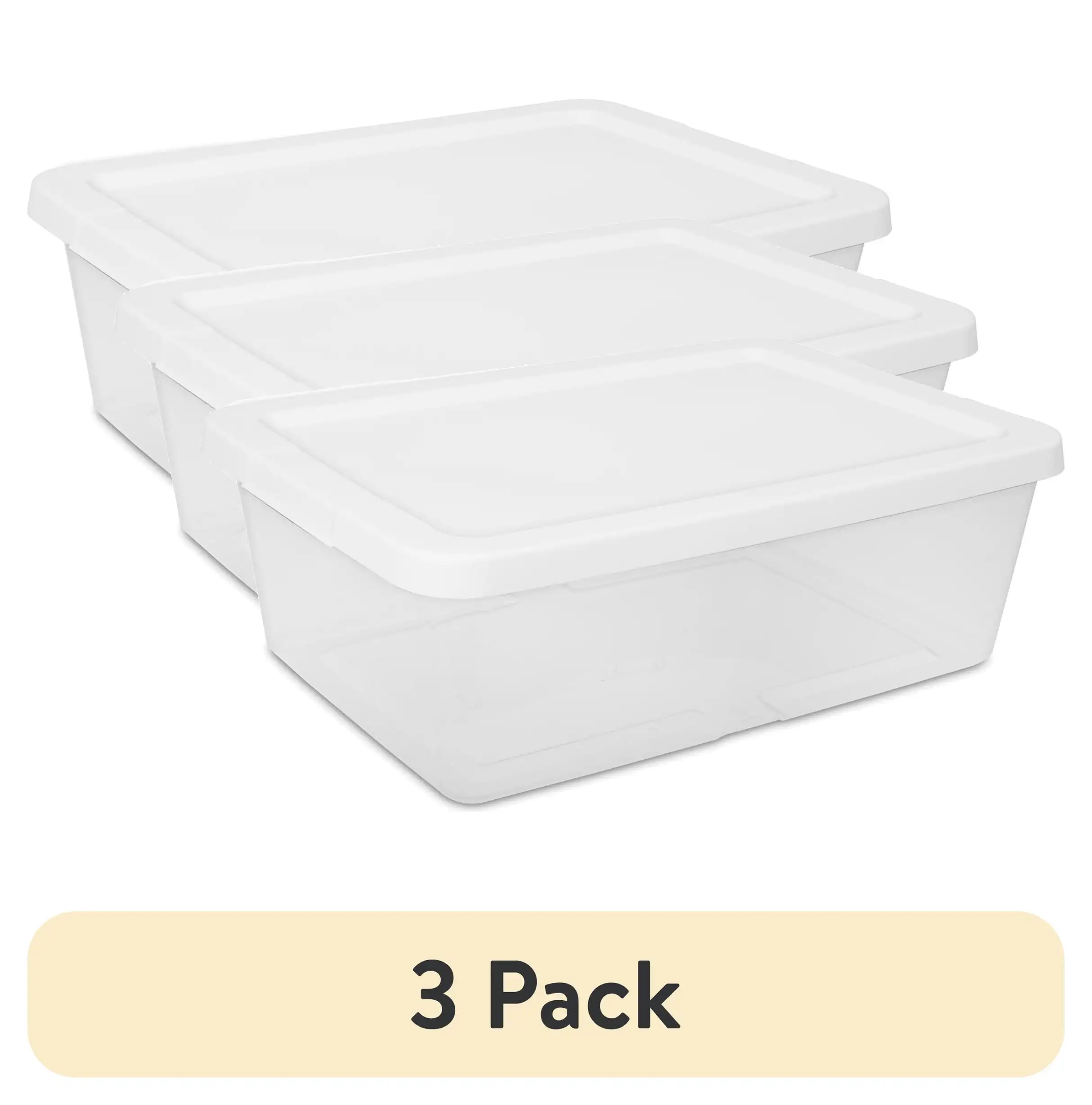(3 pack) 12 Quart Small Storage Bin, Clear Plastic Storage Container with Snap-On Lid, White
(3 pack) 12 Quart Small Storage Bin, Clear Plastic Storage Container with Snap-On Lid, White