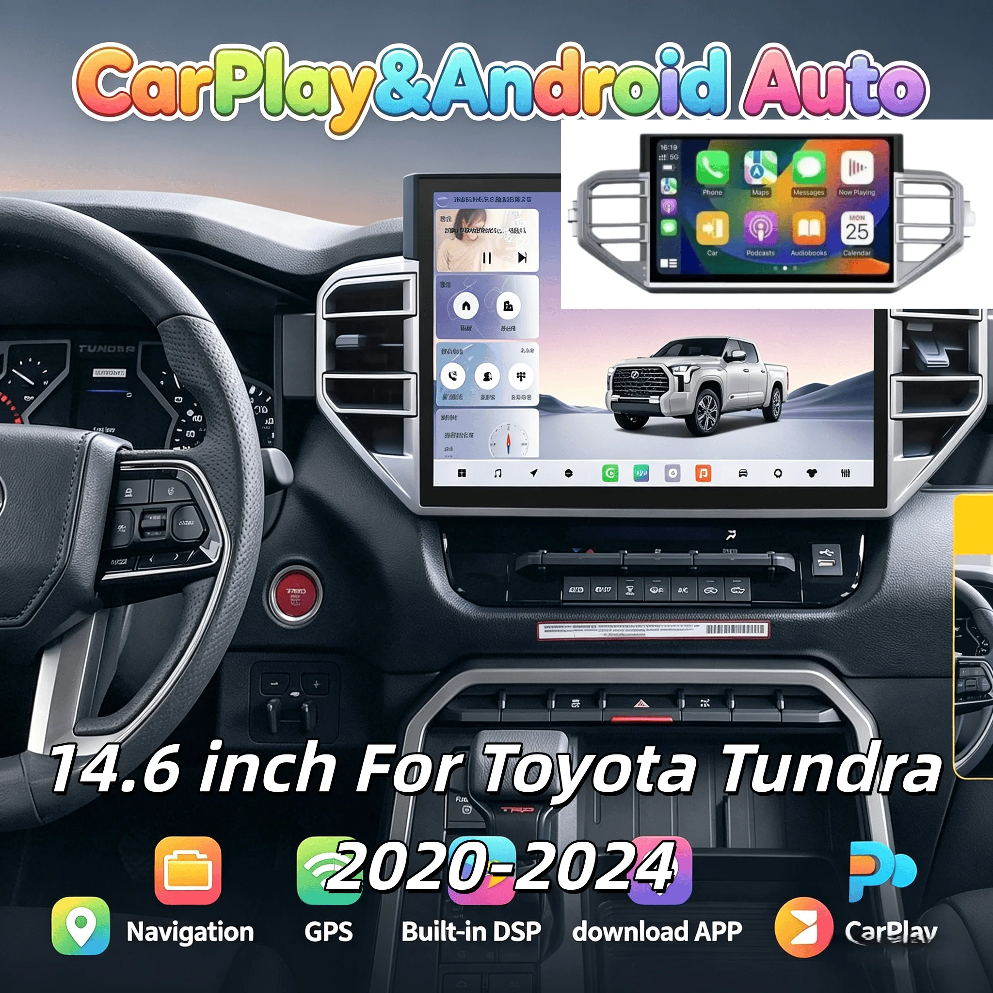 Multimedia Player GPS Navigation Wireless 14.6 inch For Toyota Tundra 2020-2024 Carplay Android 13 Car Radio Head Unit 4G WIFI
Multimedia Player GPS Navigation Wireless 14.6 inch For Toyota Tundra 2020-2024 Carplay Android 13 Car Radio Head Unit 4G WIFI