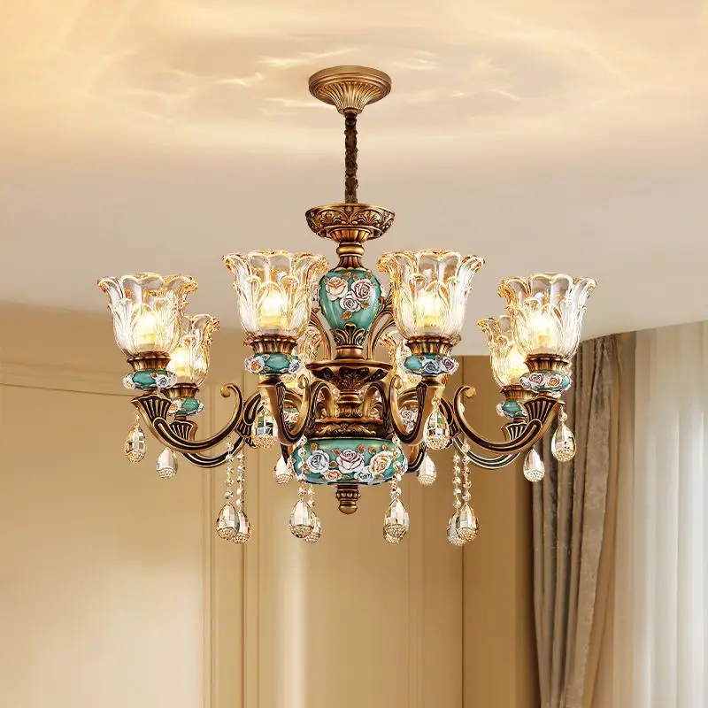 European crystal chandelier, luxurious and atmospheric living room light French light luxury bedroom, villa hall, retro lighting
European crystal chandelier, luxurious and atmospheric living room light French light luxury bedroom, villa hall, retro lighting