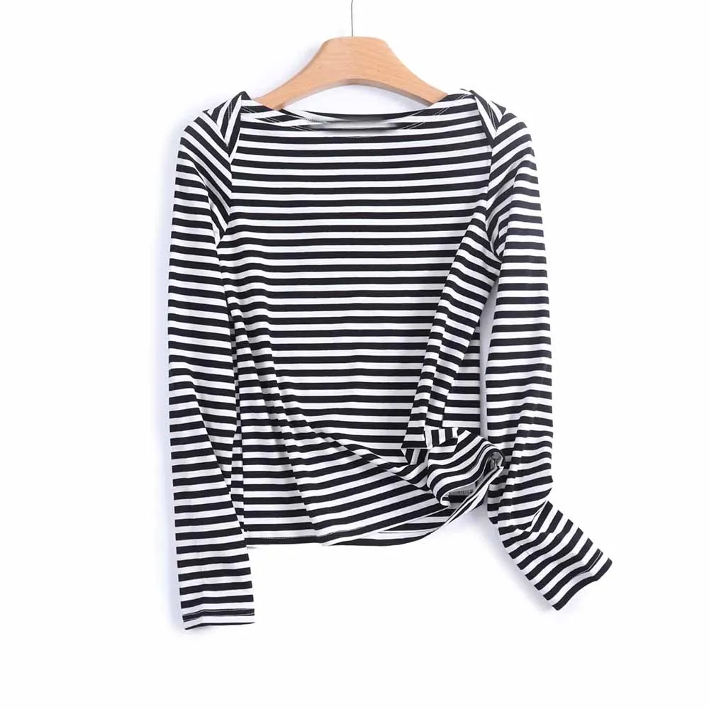 Women's new fashion casual slim short boat collar striped T-shirt top retro long sleeved women's pullover shirt chic top Skazi
Women's new fashion casual slim short boat collar striped T-shirt top retro long sleeved women's pullover shirt chic top Skazi