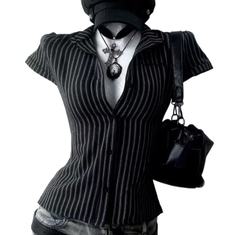 Striped Short Sleeve Shirts Summer Women Lace Up Slim Blouse Simple Casual Preppy Tops Basic V-neck Vintage Chic Tunics Tees Y2k
Striped Short Sleeve Shirts Summer Women Lace Up Slim Blouse Simple Casual Preppy Tops Basic V-neck Vintage Chic Tunics Tees Y2k