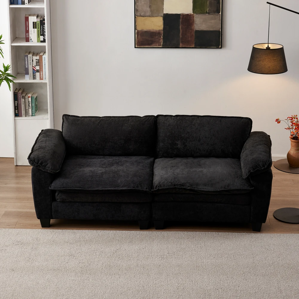 Living Room Furniture Big Loveseat Luxury Couch with Soft Chenille Upholstered Sofa Black
Living Room Furniture Big Loveseat Luxury Couch with Soft Chenille Upholstered Sofa Black