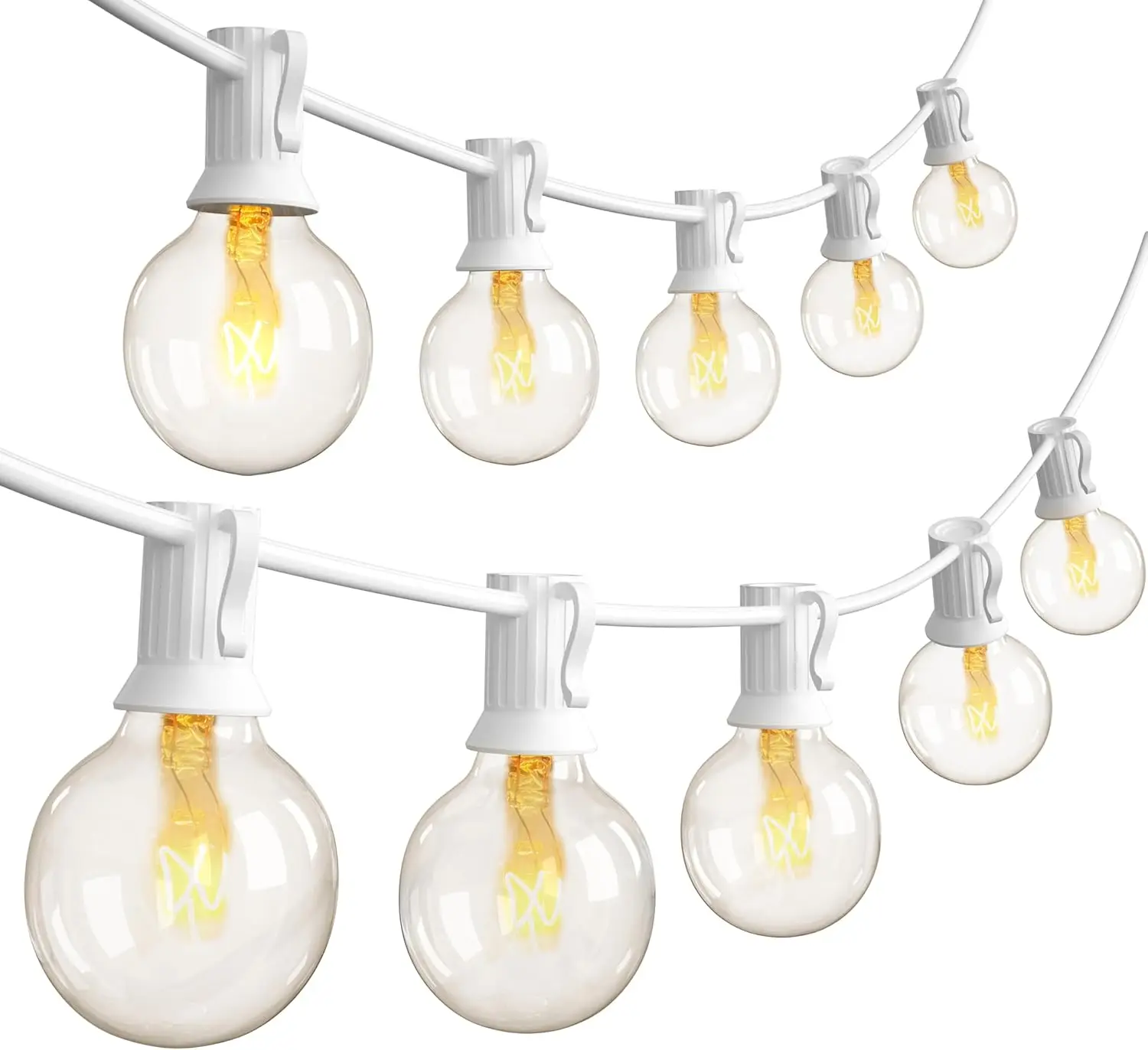 100Ft Patio String Lights with 105 Clear G40 Edison Bulbs, 5W Each, E12 Base, White Wire for Indoor Outdoor Decor
100Ft Patio String Lights with 105 Clear G40 Edison Bulbs, 5W Each, E12 Base, White Wire for Indoor Outdoor Decor