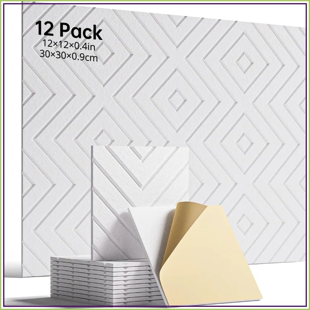 12 Pack Self-Adhesive Acoustic Panels, 12x12x0.4" Soundproof Foam for Walls, Doors, Ceiling, Home Office
12 Pack Self-Adhesive Acoustic Panels, 12x12x0.4" Soundproof Foam for Walls, Doors, Ceiling, Home Office
