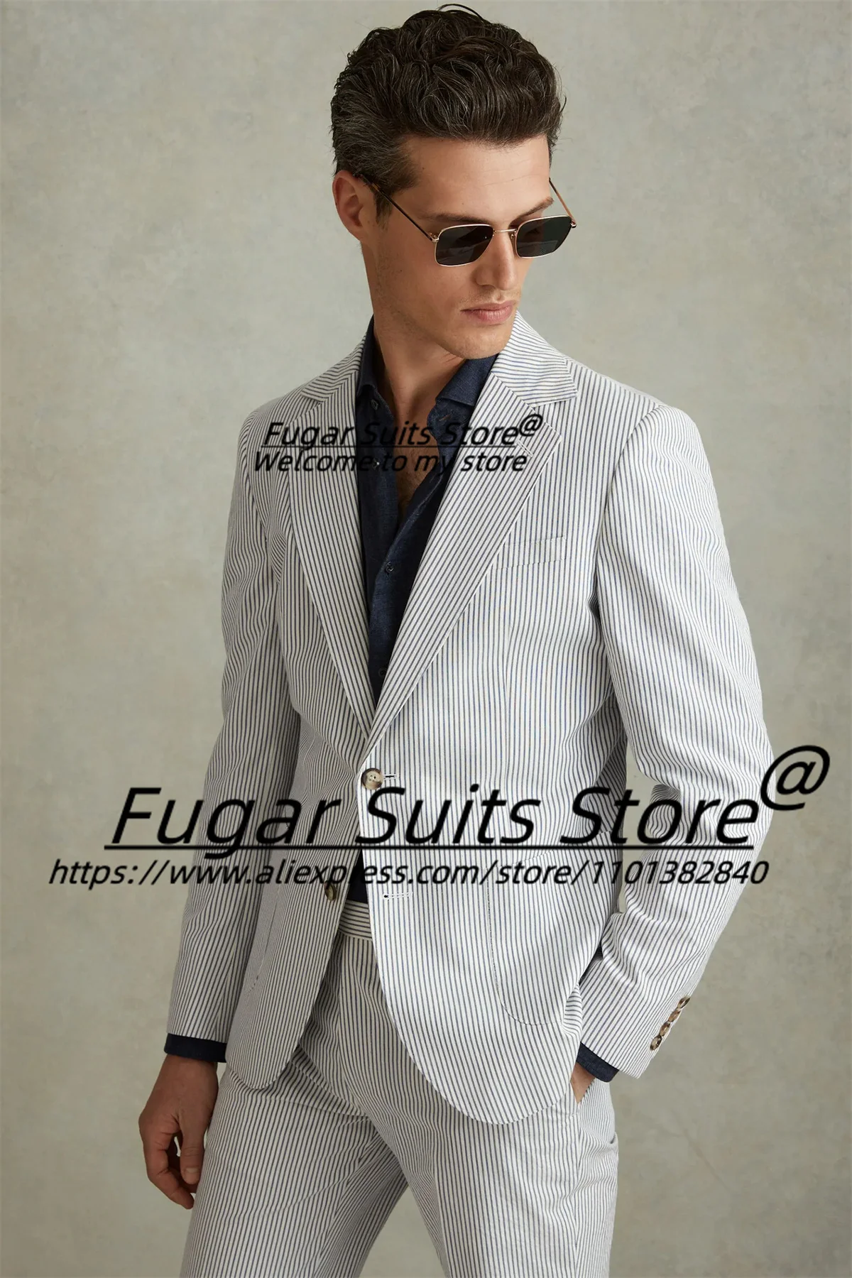 White Stripe High-end Men Suits Slim Fit Notched Lapel Groom Formal Tuxedos 2 Pieces Sets Business Male Blazers Costume Homme
White Stripe High-end Men Suits Slim Fit Notched Lapel Groom Formal Tuxedos 2 Pieces Sets Business Male Blazers Costume Homme