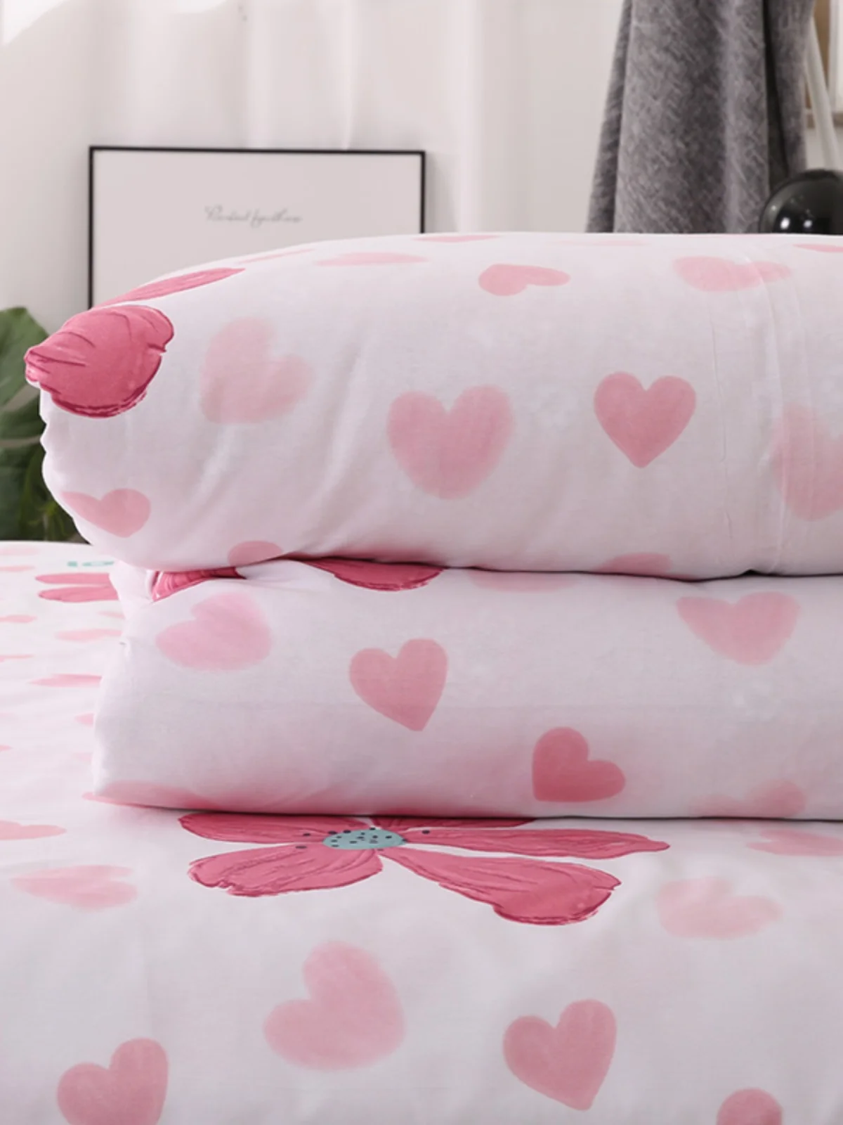 Pure Cotton Fled eet Set Single Piece Fuh Textile Ins Sle Warmth Storage Heart Pattern Diagonal Weave Bedding Covers
Pure Cotton Fled eet Set Single Piece Fuh Textile Ins Sle Warmth Storage Heart Pattern Diagonal Weave Bedding Covers