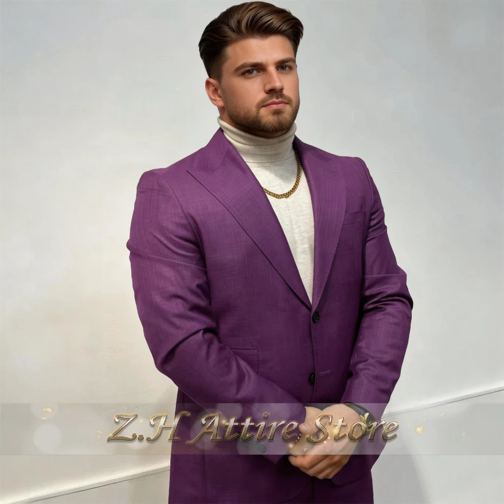 Men's casual two-piece suit set purple peak lapel jacket pants slim fit for office daily wear wedding prom party custom tuxedo
Men's casual two-piece suit set purple peak lapel jacket pants slim fit for office daily wear wedding prom party custom tuxedo