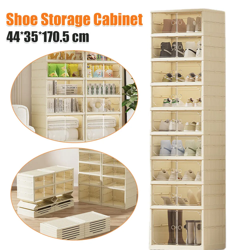 Clear Shoe Storage Cabinet Foldable 8 Layers Large Size Magnetic Door Easy Assembly Stackable Portable 17.32x13.77x67.12inch
Clear Shoe Storage Cabinet Foldable 8 Layers Large Size Magnetic Door Easy Assembly Stackable Portable 17.32x13.77x67.12inch