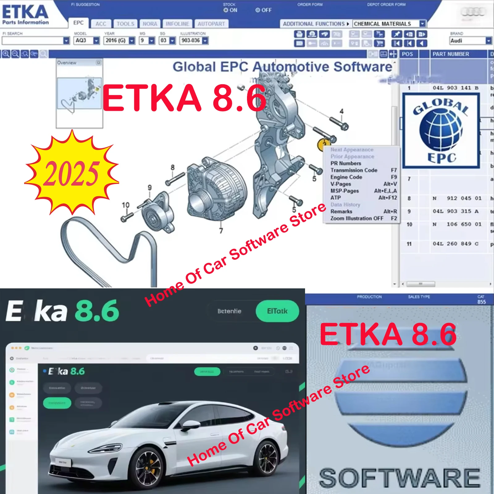 2025 Newest ETK a 8.6 Electronic Parts Catalogue for Group Vehicles Multi-Languages Support VW AUDI SEAT SKODA DACIA until 2025
2025 Newest ETK a 8.6 Electronic Parts Catalogue for Group Vehicles Multi-Languages Support VW AUDI SEAT SKODA DACIA until 2025