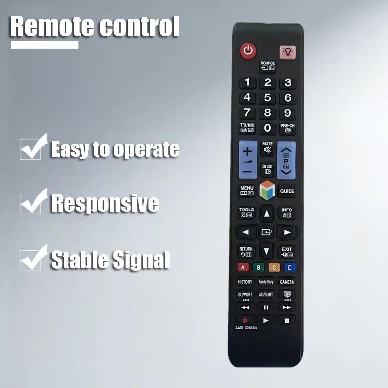Compatible with Samsung Smart TV Universal Remote AA59-00638A, high-quality ready-to-use model, compatible with AA59-00638A
Compatible with Samsung Smart TV Universal Remote AA59-00638A, high-quality ready-to-use model, compatible with AA59-00638A
