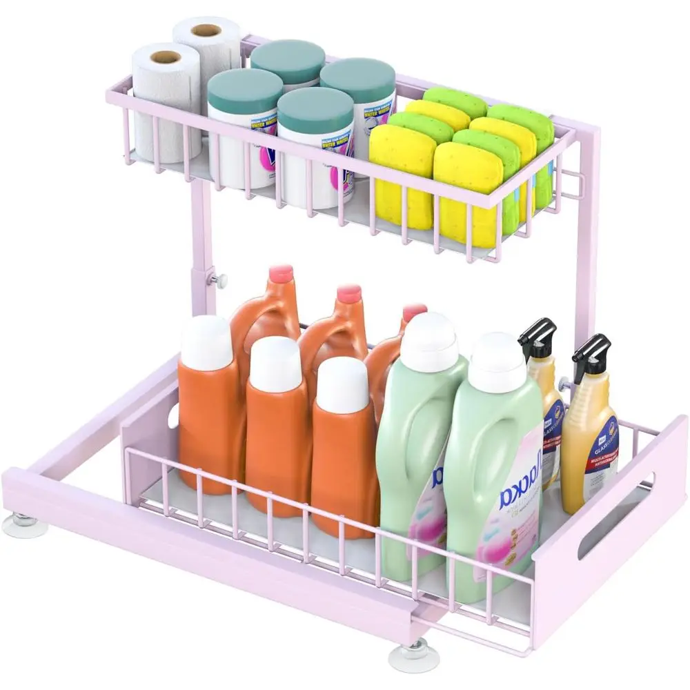 2-Tier Premium Metal Pull-Out Kitchen Cabinet Organizer, Height Adjustable, Heavy Duty, Pink
2-Tier Premium Metal Pull-Out Kitchen Cabinet Organizer, Height Adjustable, Heavy Duty, Pink