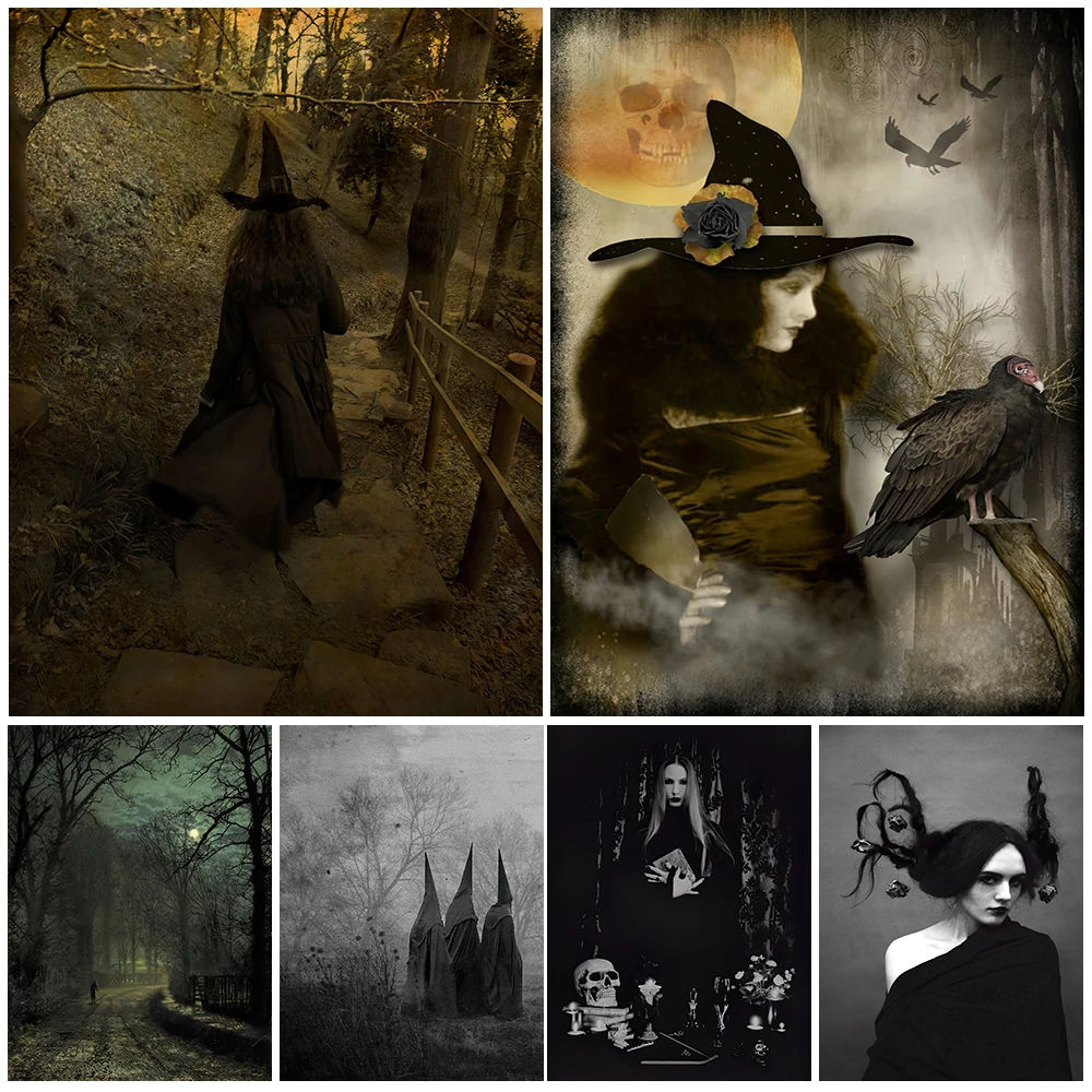 Vintage Wall Art Canvas Painting, Witches in the Forest, Black Magic Witchcraft, Retro Art Poster and Print, Living Room Decor
Vintage Wall Art Canvas Painting, Witches in the Forest, Black Magic Witchcraft, Retro Art Poster and Print, Living Room Decor