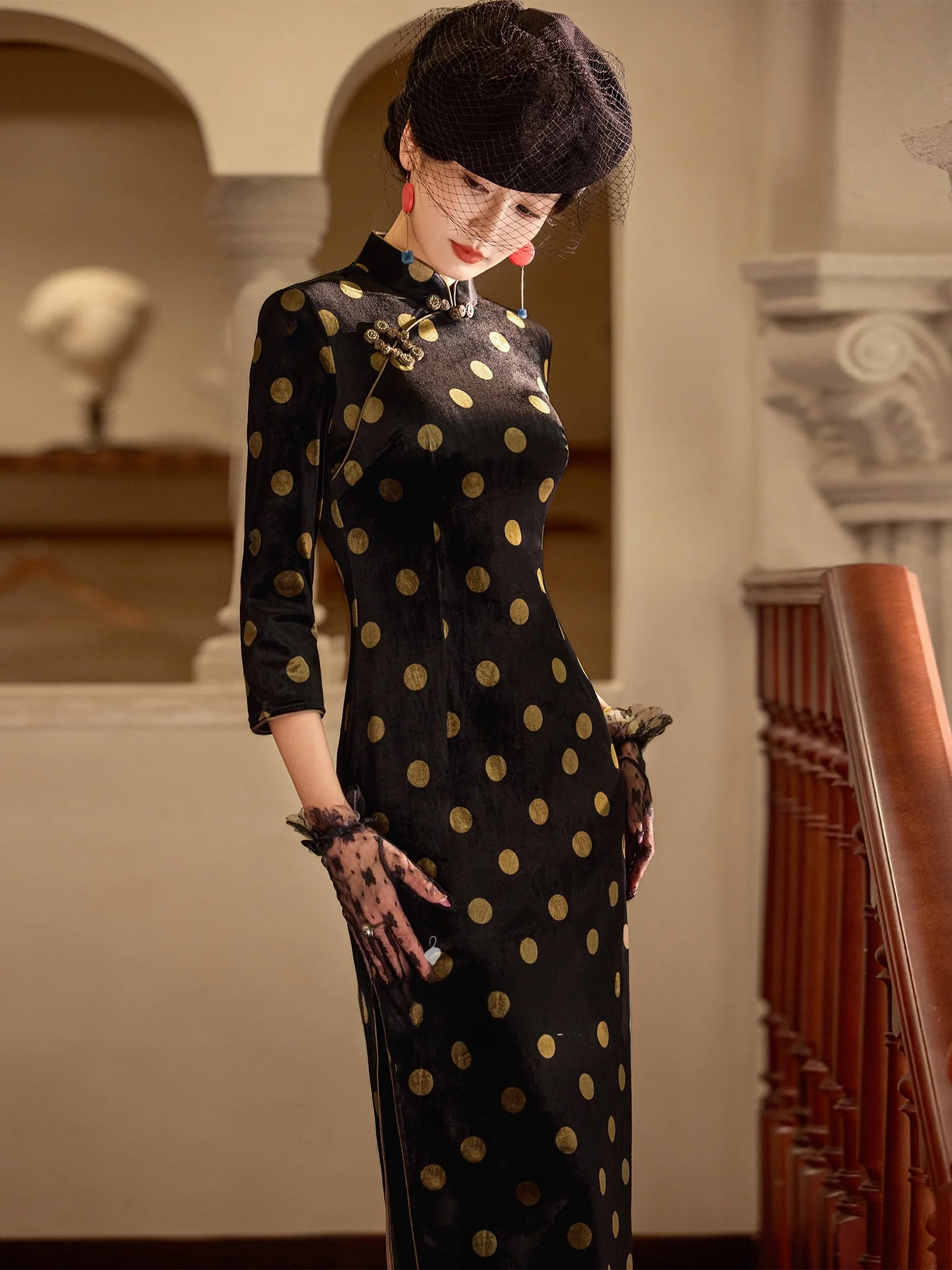 Bla Velvet Long Sve Retro Sle Daily Wear Qipao Dr Low Slit A-Line Silhouette for Young Women 25-35 Years Old
Bla Velvet Long Sve Retro Sle Daily Wear Qipao Dr Low Slit A-Line Silhouette for Young Women 25-35 Years Old