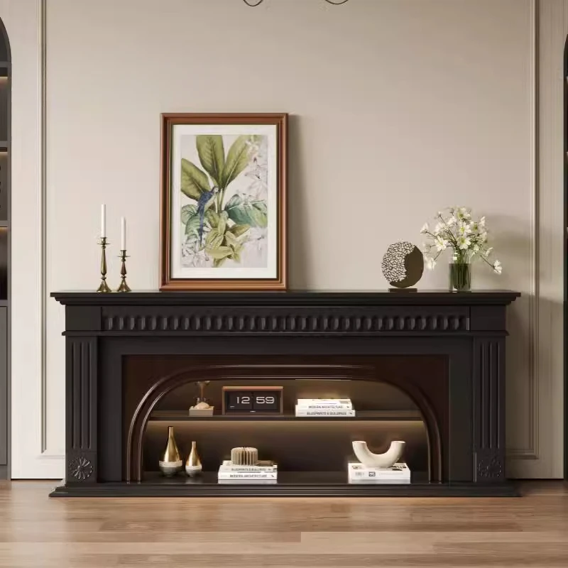 French light luxury TV cabinet, black simulated fire heating fireplace cabinet, large size solid wood decorative cabinet
French light luxury TV cabinet, black simulated fire heating fireplace cabinet, large size solid wood decorative cabinet