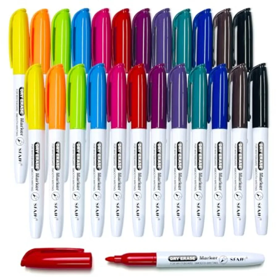 Dry Erase Markers Fine tip 12 Colors, 2 Dozen - Low Odor Whiteboard Markers for Office Teams, Study Groups, Home Schooling, Pap
Dry Erase Markers Fine tip 12 Colors, 2 Dozen - Low Odor Whiteboard Markers for Office Teams, Study Groups, Home Schooling, Pap