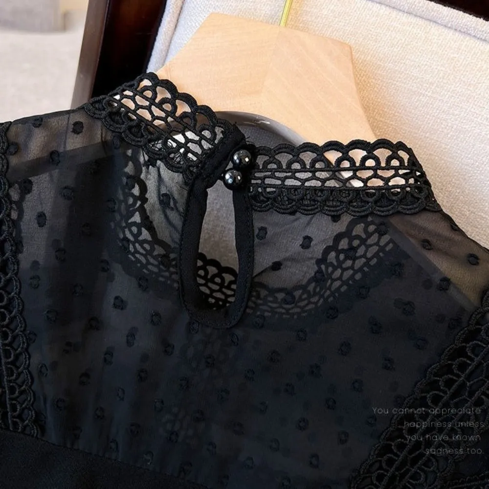 New Hollow Out Chiffon Blouses Stand-Up Collar Thin Lace Long Sleeve Shirts Breathable Slimming Chiffon Shirt Women
New Hollow Out Chiffon Blouses Stand-Up Collar Thin Lace Long Sleeve Shirts Breathable Slimming Chiffon Shirt Women