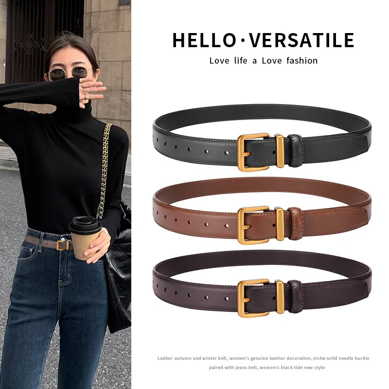New High-end Retro Cowhide Belt Versatile Decorative Jeans Fashion Needle Buckle Belt Women's Luxury Belt
New High-end Retro Cowhide Belt Versatile Decorative Jeans Fashion Needle Buckle Belt Women's Luxury Belt
