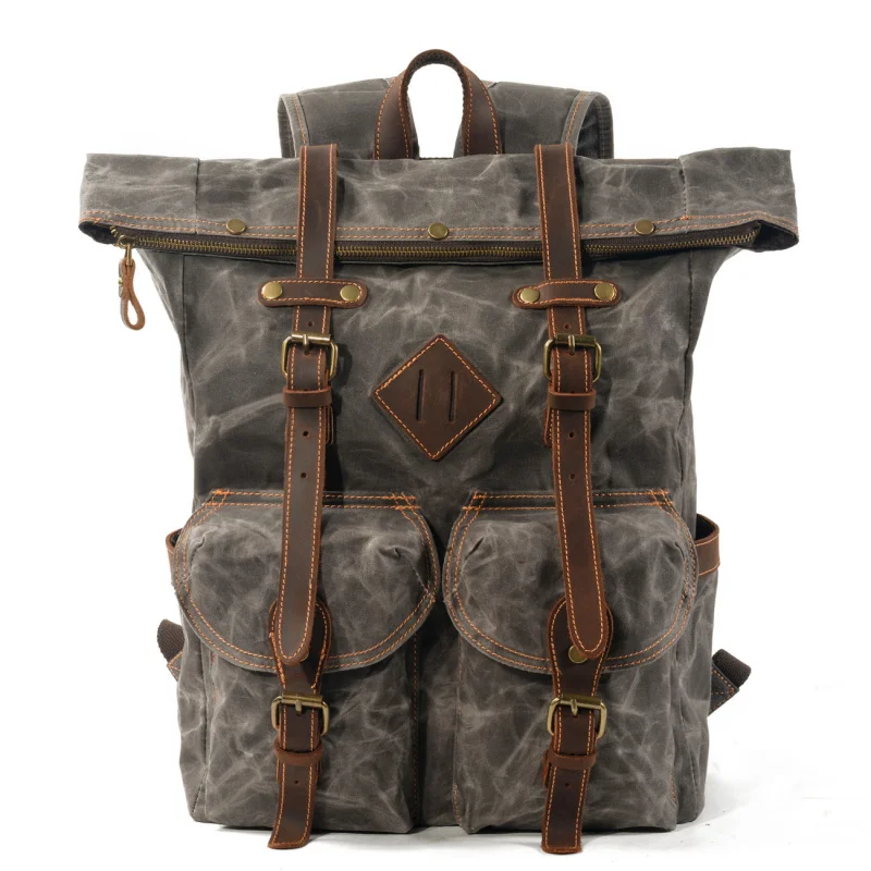 Cross-border waterproof travel backpack, wax canvas with contrasting color stitching, outdoor backpack for women and men, laptop
Cross-border waterproof travel backpack, wax canvas with contrasting color stitching, outdoor backpack for women and men, laptop