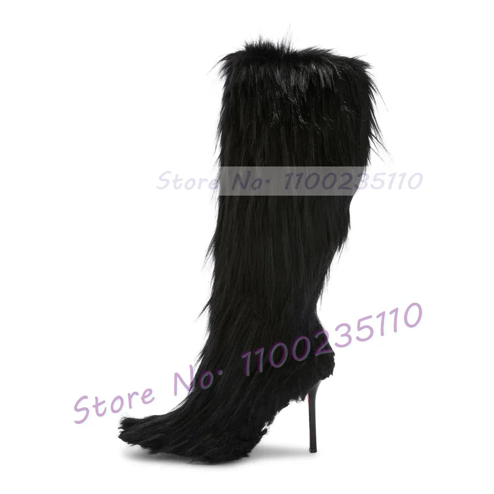Black Long Fur Knee High Boots Women Elegant Pointed Toe Stiletto Furry Shoes Ladies Fashion Side Zipper Spring Sexy Tall Boots
Black Long Fur Knee High Boots Women Elegant Pointed Toe Stiletto Furry Shoes Ladies Fashion Side Zipper Spring Sexy Tall Boots