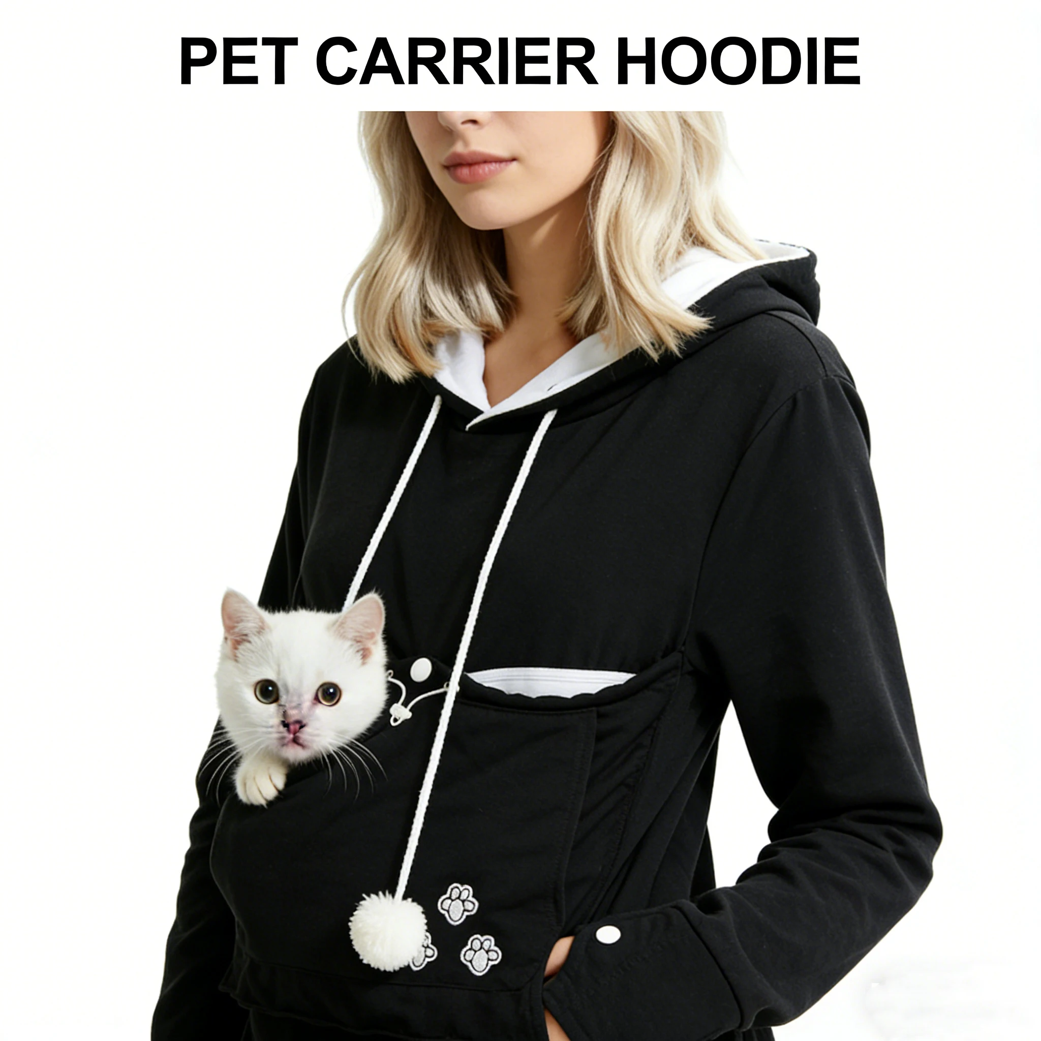 Women Casual Solid Color Hoodie Fleece Lined Warm Top With Pockets For Pet Carrying Autumn Winter Essential For Daily Life
Women Casual Solid Color Hoodie Fleece Lined Warm Top With Pockets For Pet Carrying Autumn Winter Essential For Daily Life