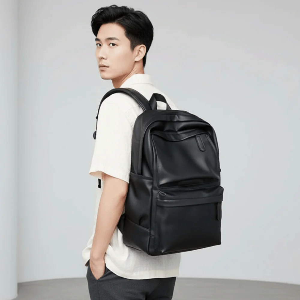 PVC Leather Backpack Men Water Resistant Padded Shoulder Strap Laptop School Bag Dual Side Slot Hidden Zipper Pocket
PVC Leather Backpack Men Water Resistant Padded Shoulder Strap Laptop School Bag Dual Side Slot Hidden Zipper Pocket
